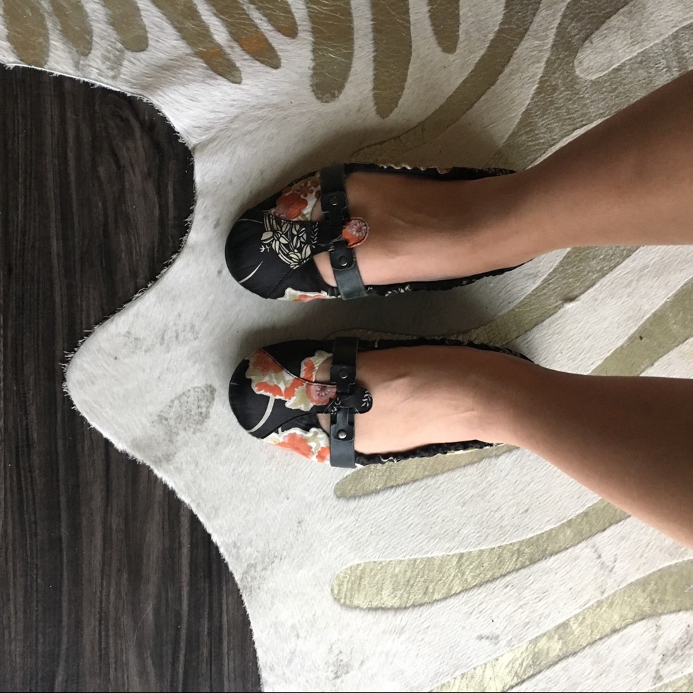 Diesel Floral Satin Ballet Flats